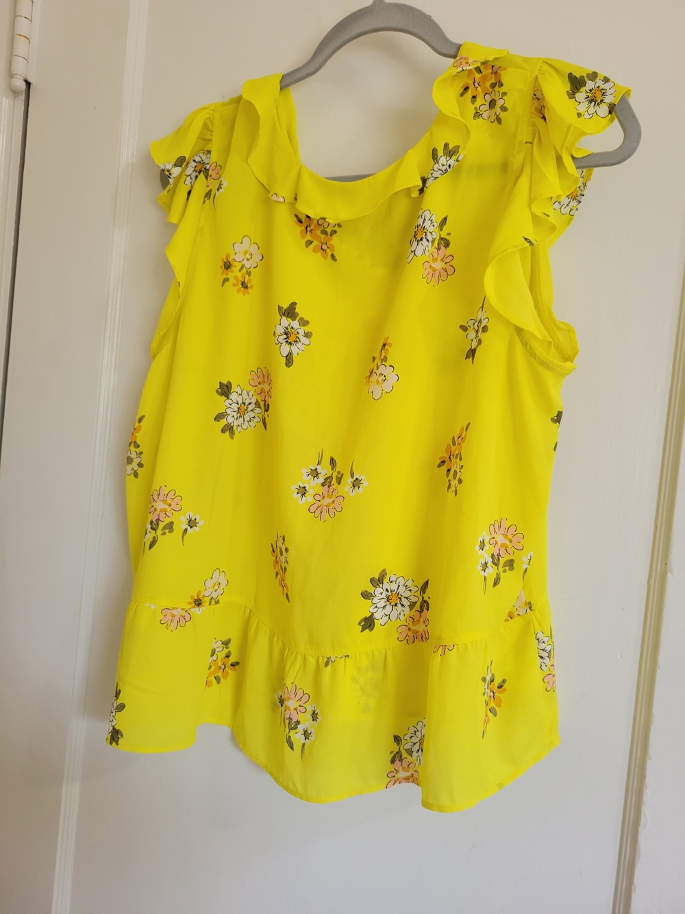 NWT Womens Loft Yellow Floral Ruffle Sleeve Blouse Size XL - Picture 7 of 8